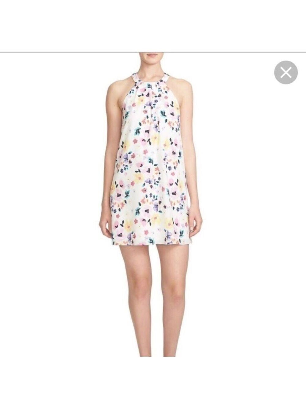 CECE romantic voyage floral print halter dress